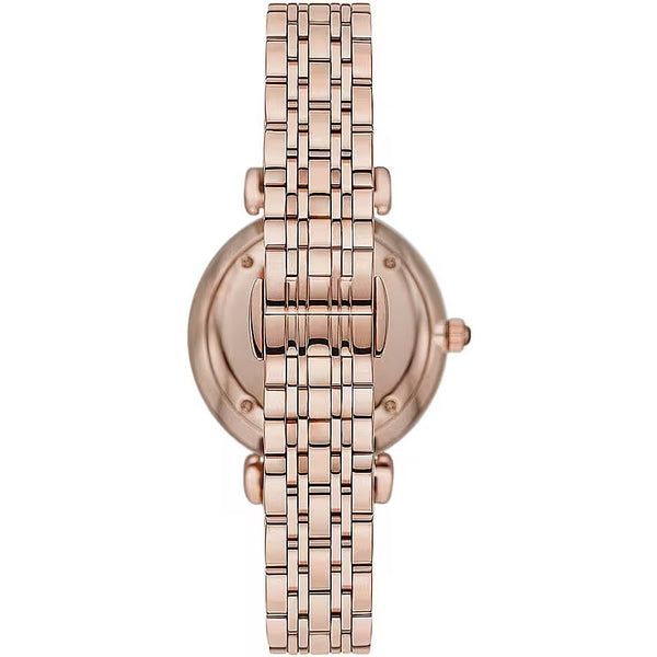 ARMANI "Gianni T-Bar" Emporio Armani Rose Gold &amp; Brown Glitter Dial Watch - Feminine Refinement