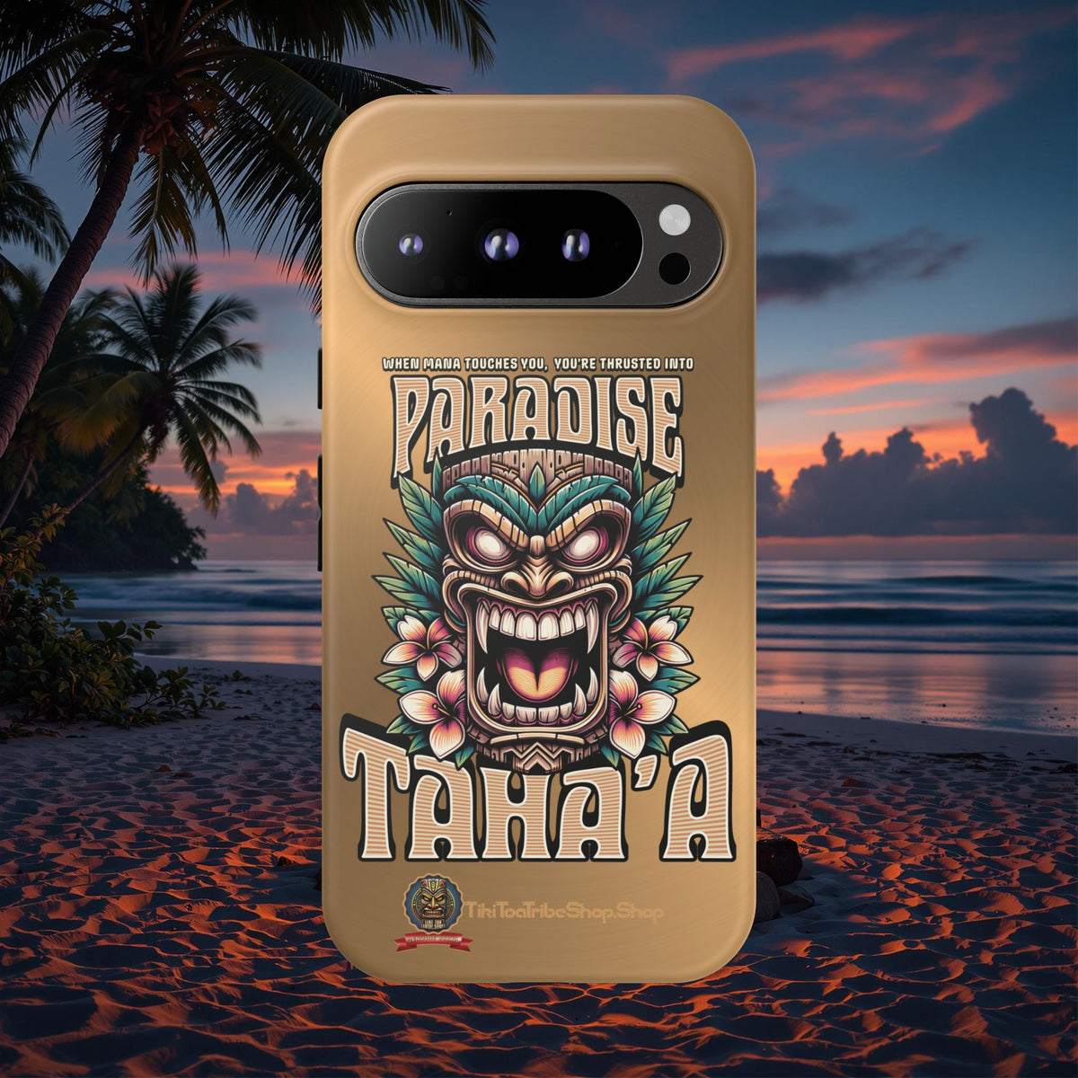 Tahaa – Coque Antichoc Premium « Tiki Féroce » | Design Tribal & Protection Maximale