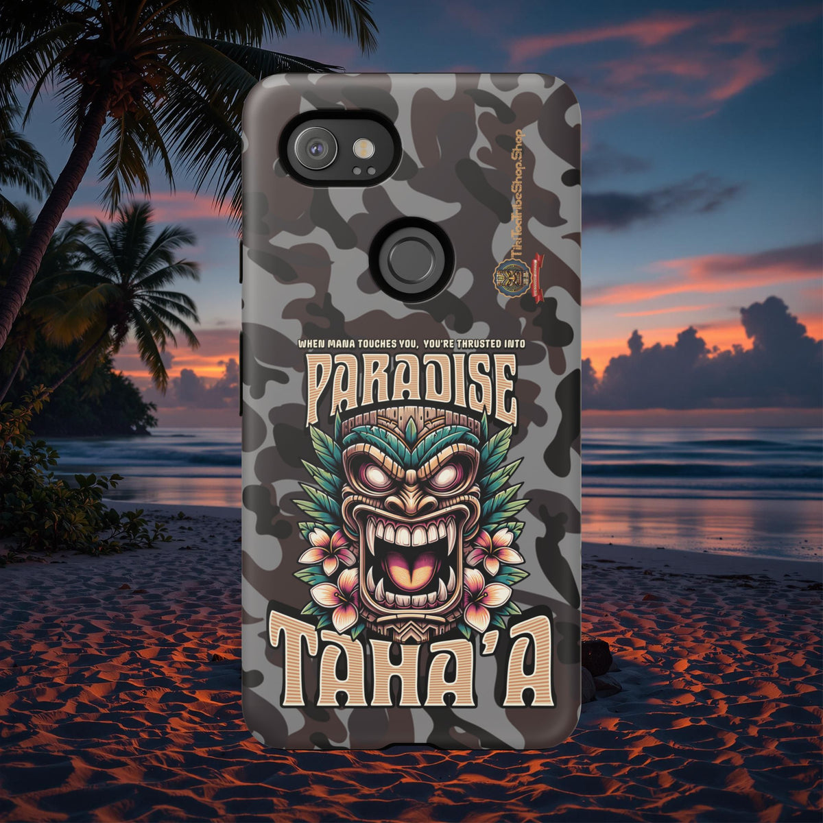 Tahaa – Coque Antichoc Premium « Tiki Féroce » | Design Tribal & Protection Maximale