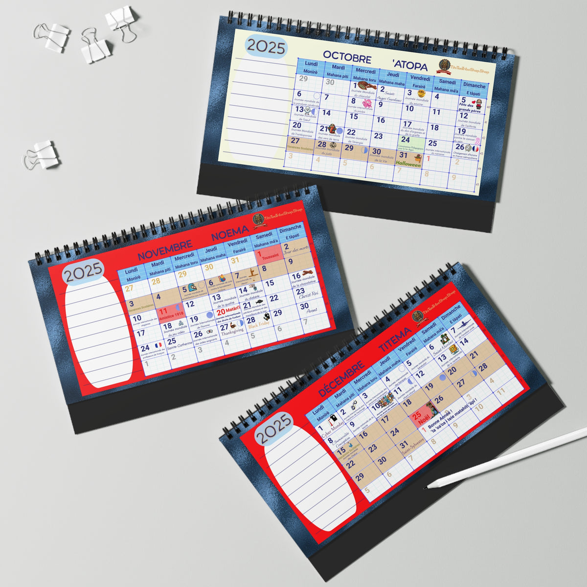 Calendrier de Bureau 2025 Polynésien