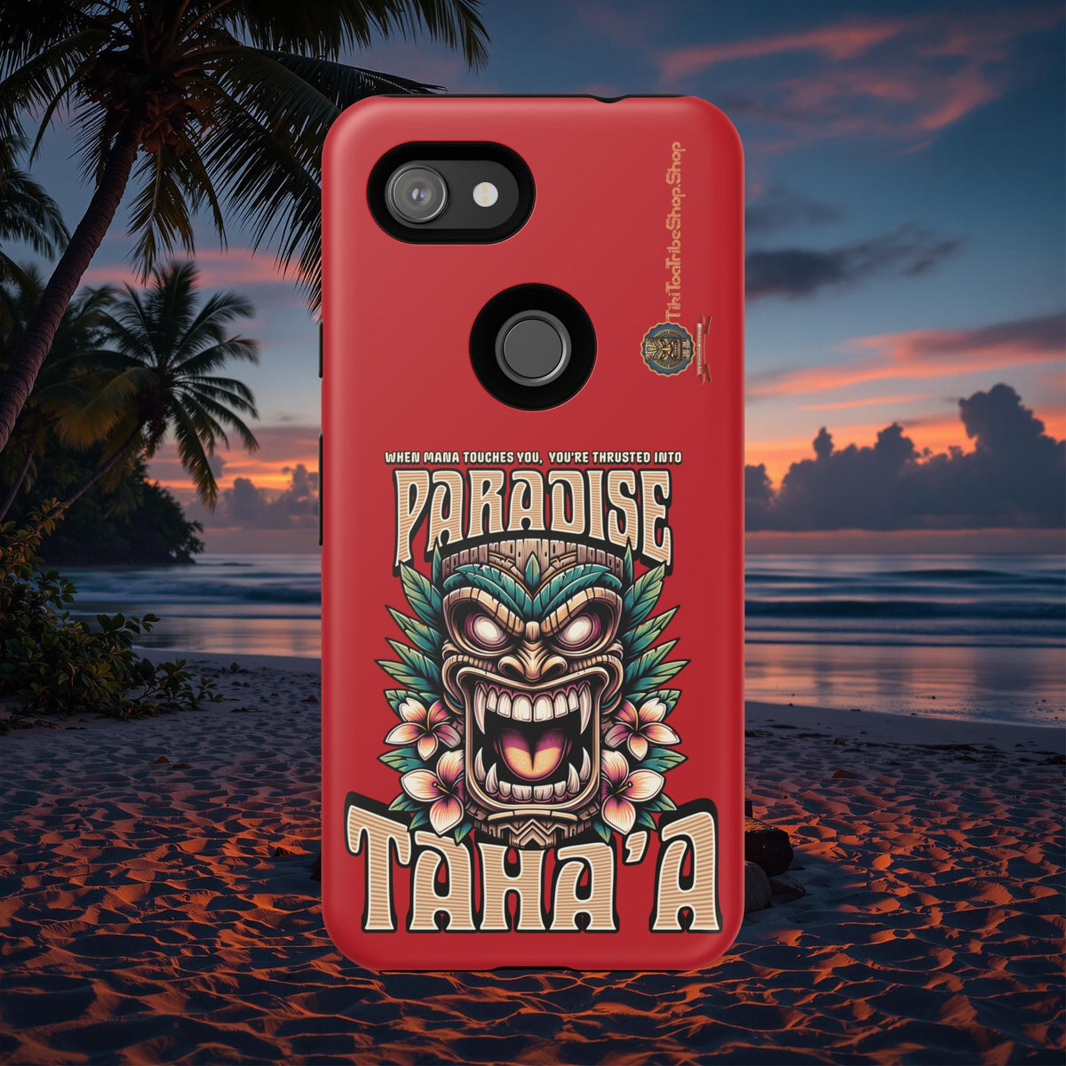 Tahaa – Coque Antichoc Premium « Tiki Féroce » | Design Tribal & Protection Maximale