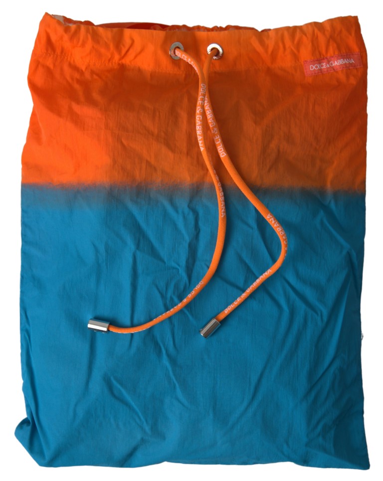 DOLCE & GABBANA Short de Bain Homme Dégradé Orange & Bleu - "Soleil Levant"