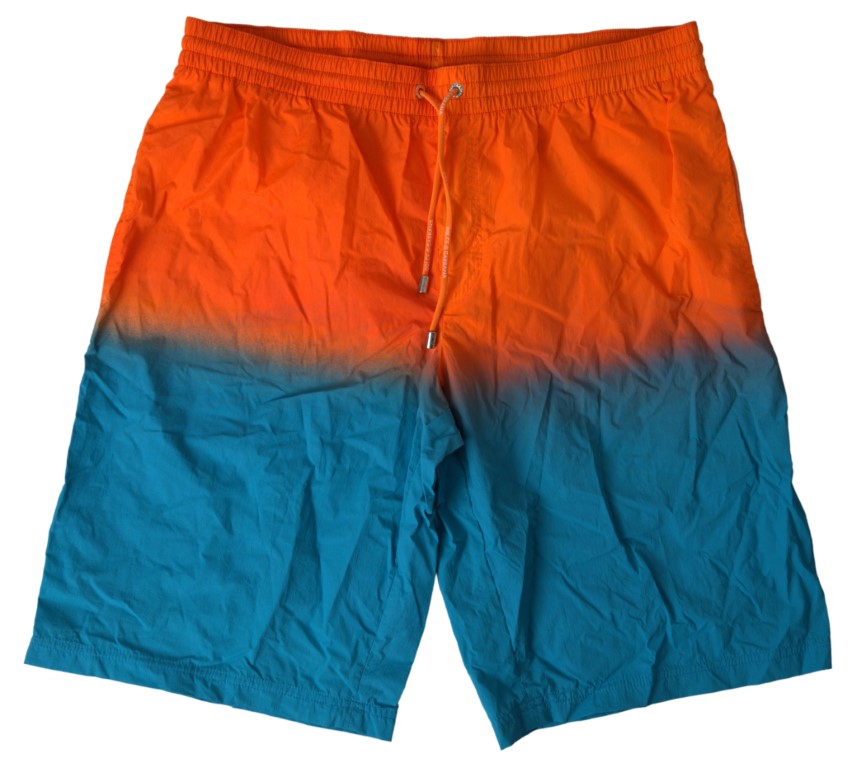 DOLCE & GABBANA Short de Bain Homme Dégradé Orange & Bleu - "Soleil Levant"