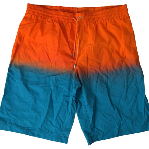 DOLCE & GABBANA Short de Bain Homme Dégradé Orange & Bleu - "Soleil Levant"