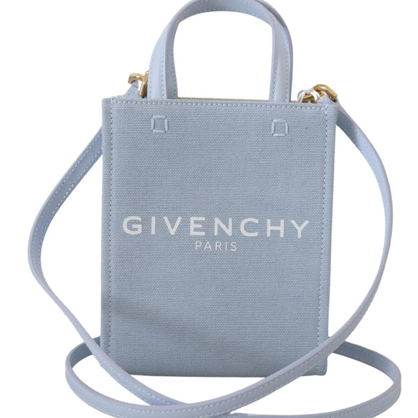 GIVENCHY SAC MINI VERTICAL EN TOILE BLEU CLOUD