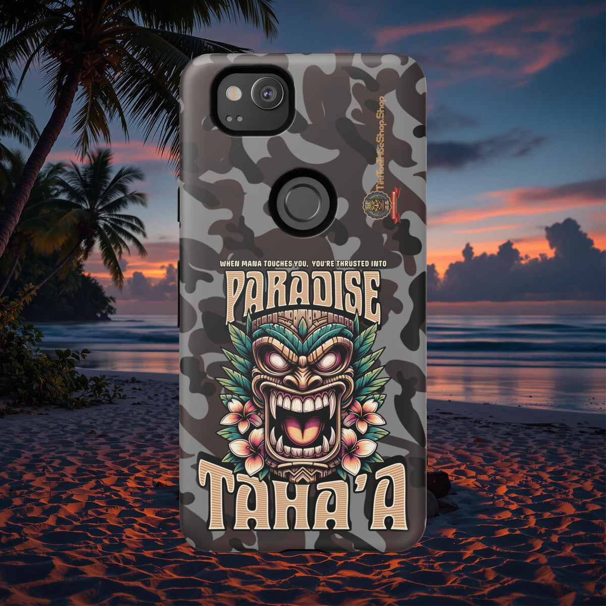 Tahaa – Coque Antichoc Premium « Tiki Féroce » | Design Tribal & Protection Maximale