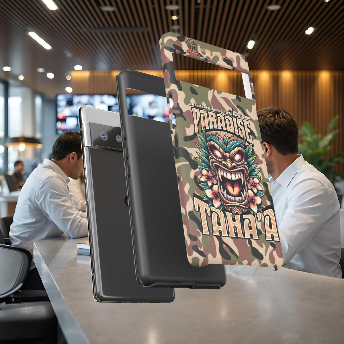 Tahaa – Coque Antichoc Premium « Tiki Féroce » | Design Tribal & Protection Maximale