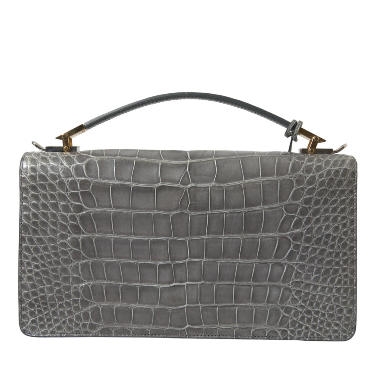 BALENCIAGA Pochette Le Dix en Cuir Exotique Gris - Élégance Sophistiquée