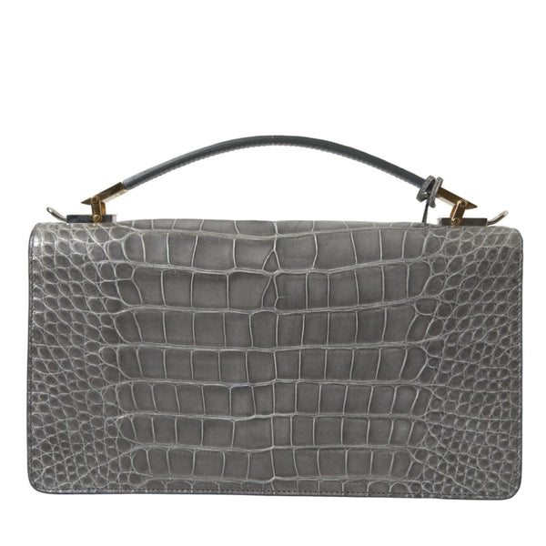 BALENCIAGA Pochette Le Dix en Cuir Exotique Gris - Élégance Sophistiquée