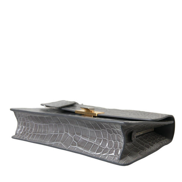 BALENCIAGA Pochette Le Dix en Cuir Exotique Gris - Élégance Sophistiquée