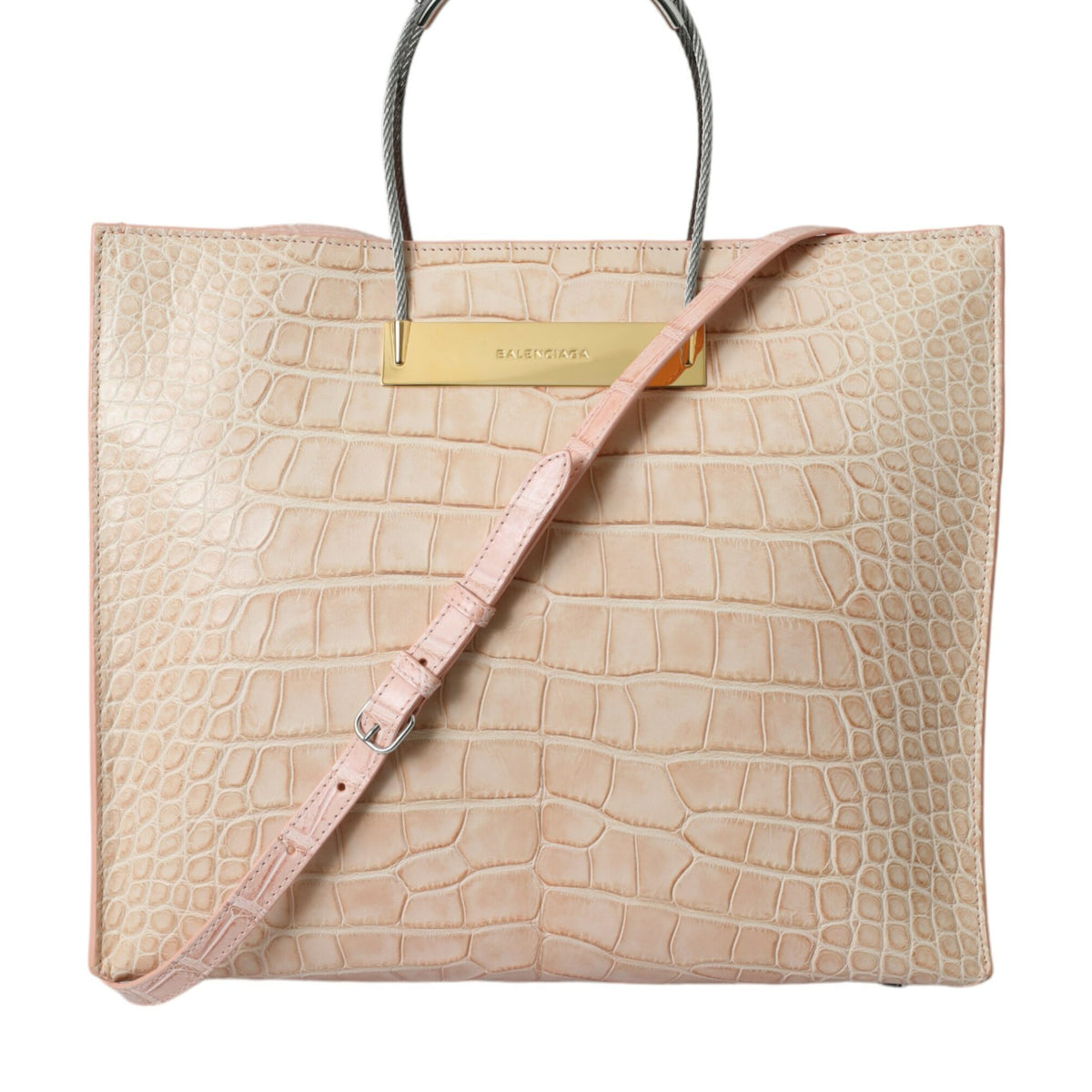 BALENCIAGA Câble Shopper Tote Rose Alligator - Élégance et audace