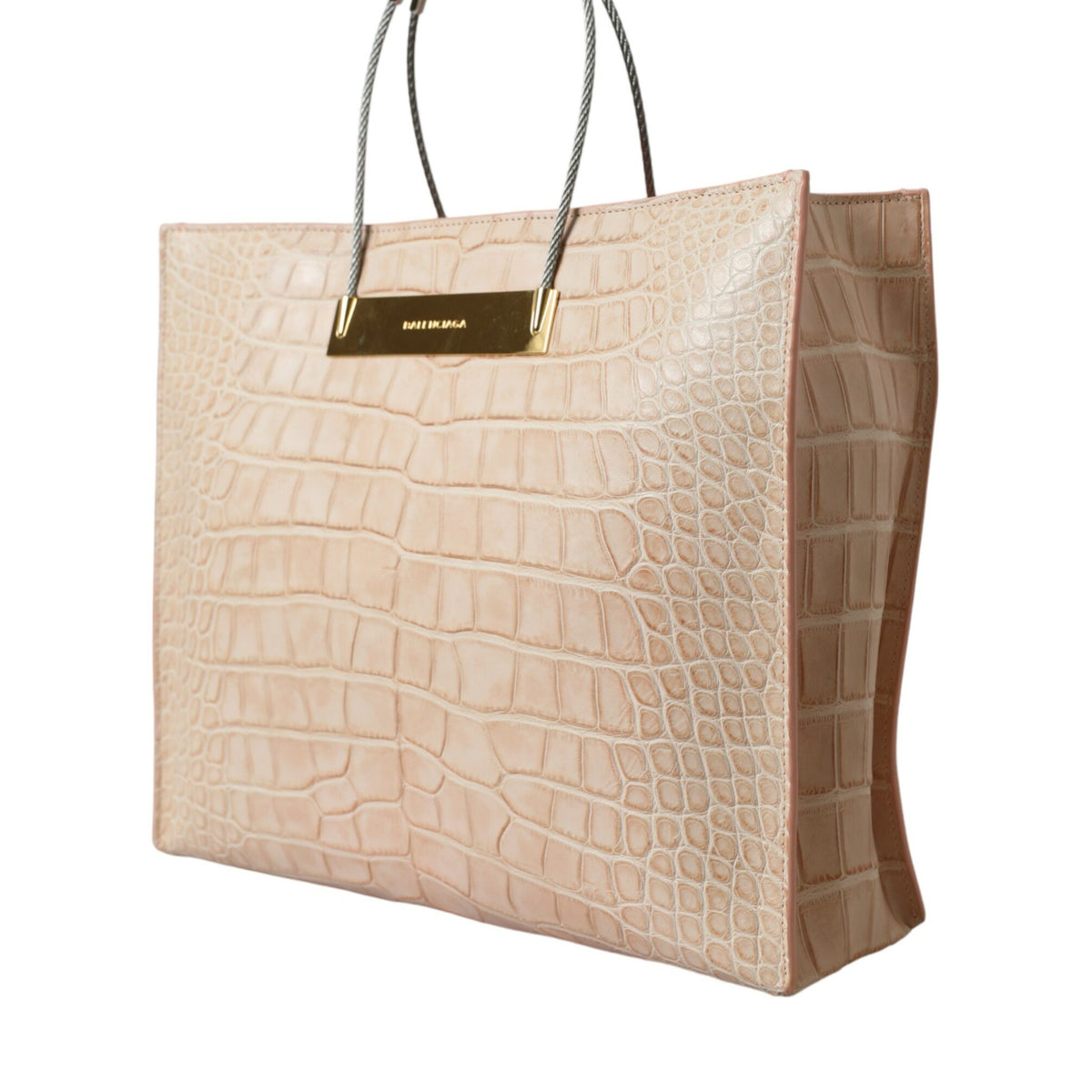 BALENCIAGA Câble Shopper Tote Rose Alligator - Élégance et audace