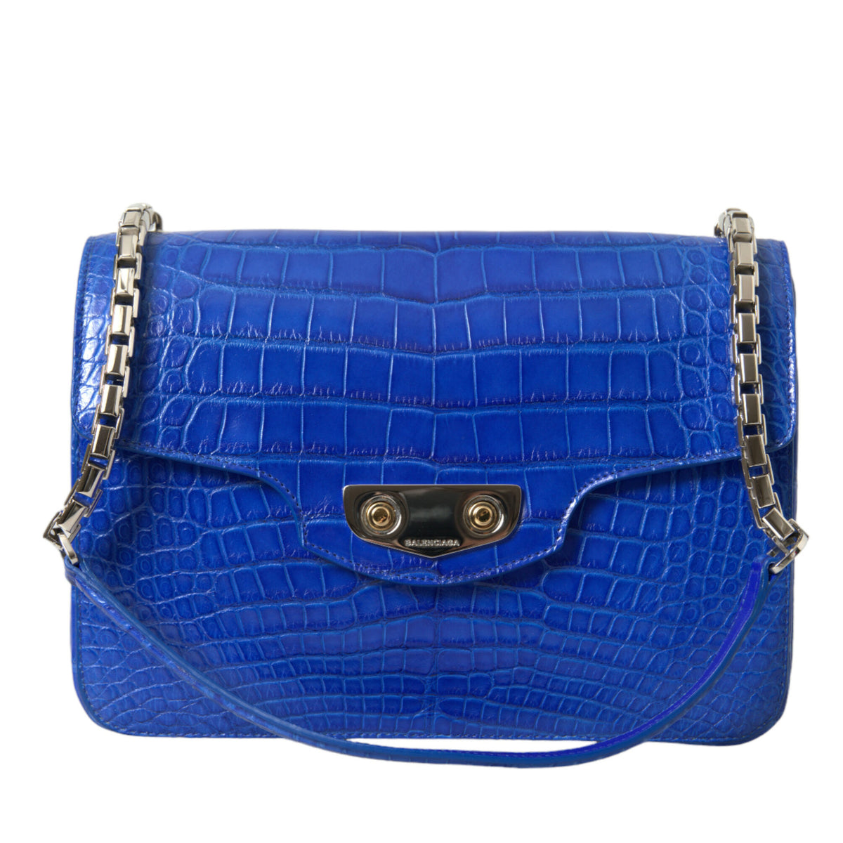 BALENCIAGA Sac Neo Classic en Alligator Bleu - L'Icone Réinventée