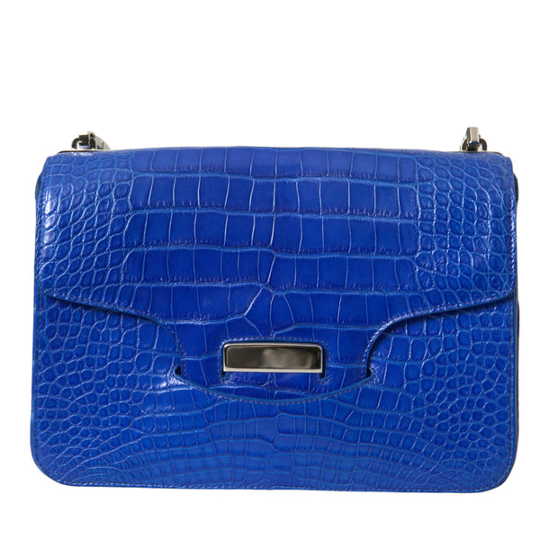 BALENCIAGA Sac Neo Classic en Alligator Bleu - L'Icone Réinventée