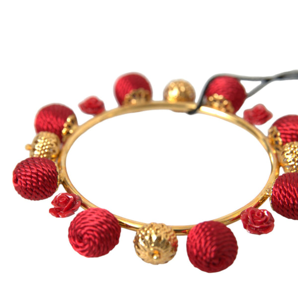 DOLCE & GABBANA RUNWAY : Bracelet Charms Roses Rouges et Or - Collection Sicilia Natale