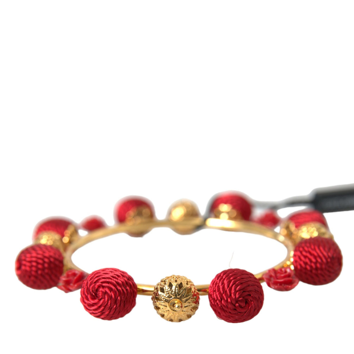 DOLCE & GABBANA RUNWAY : Bracelet Charms Roses Rouges et Or - Collection Sicilia Natale