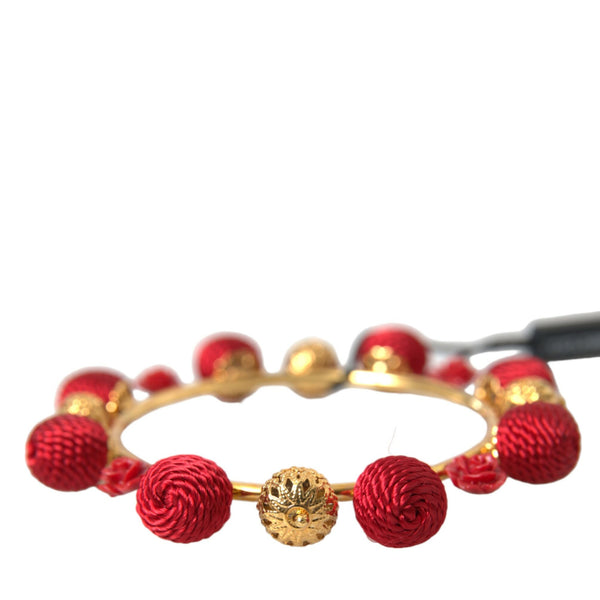 DOLCE & GABBANA RUNWAY : Bracelet Charms Roses Rouges et Or - Collection Sicilia Natale