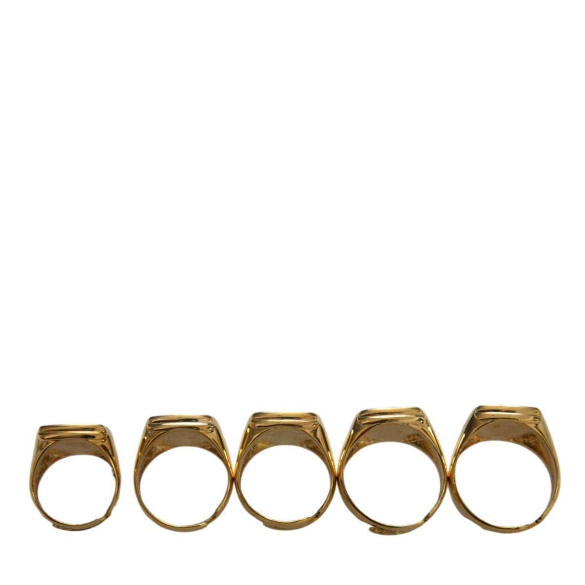 Ensemble de 5 Bagues Signet Dolce & Gabbana "ROYAL King's Code" en Laiton Doré et Émail Noir