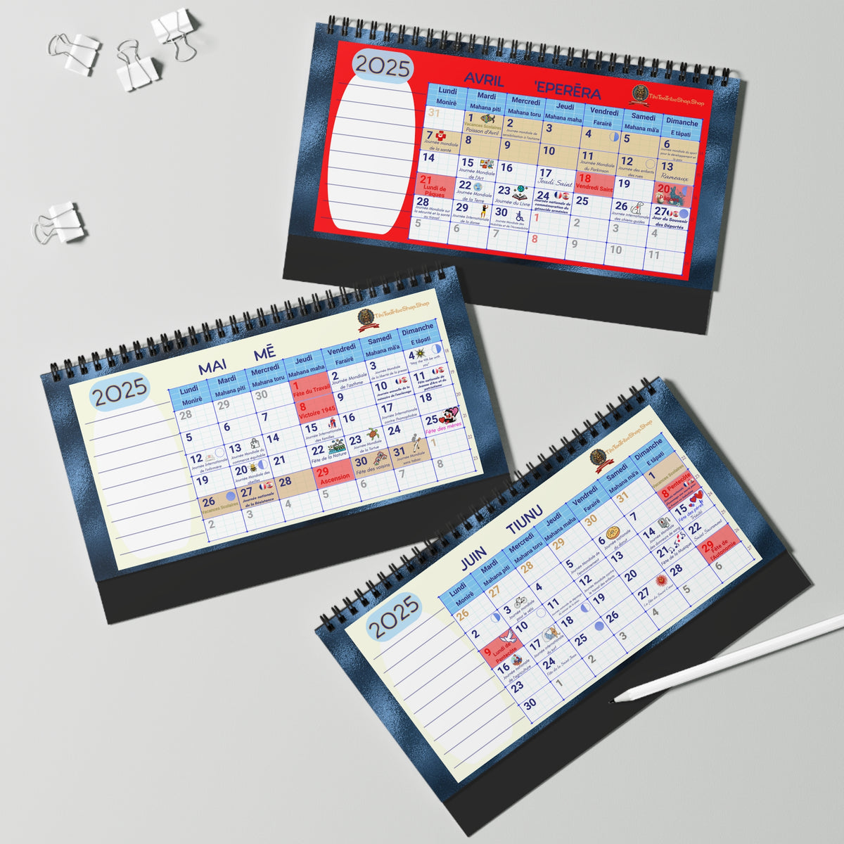 Calendrier de Bureau 2025 Polynésien