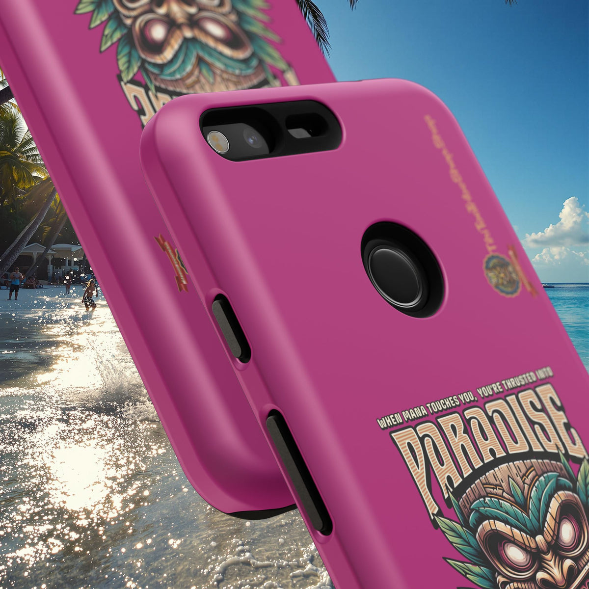 Tahaa – Coque Antichoc Premium « Tiki Féroce » | Design Tribal & Protection Maximale