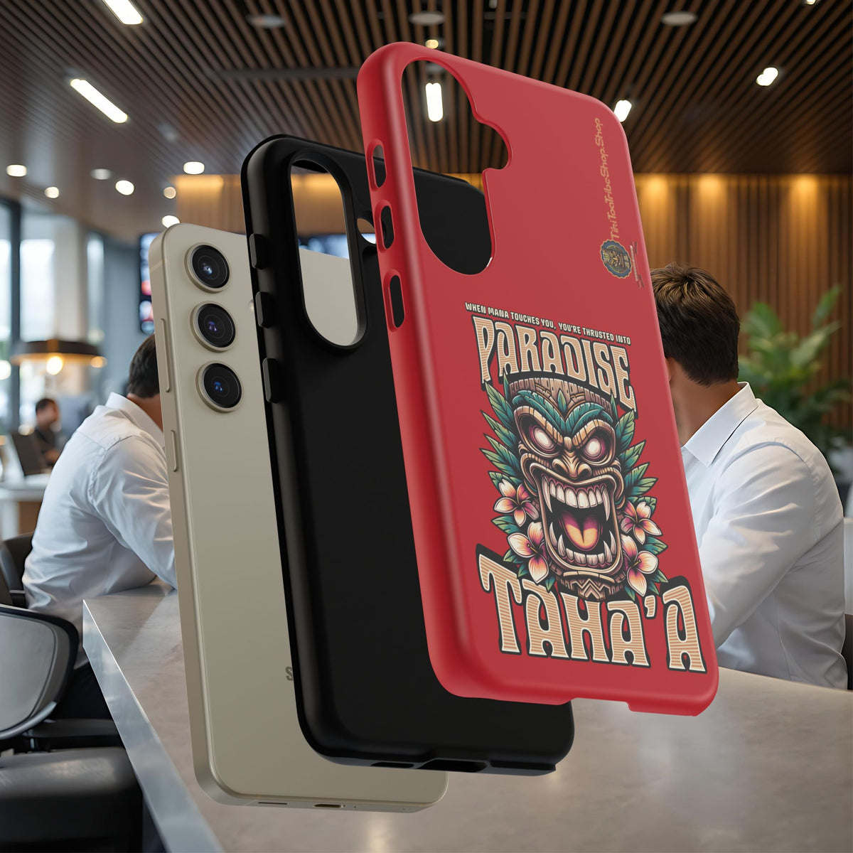 Tahaa – Coque Antichoc Premium « Tiki Féroce » | Design Tribal & Protection Maximale