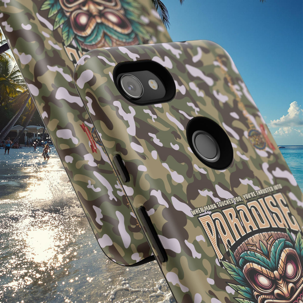 Tahaa – Coque Antichoc Premium « Tiki Féroce » | Design Tribal & Protection Maximale
