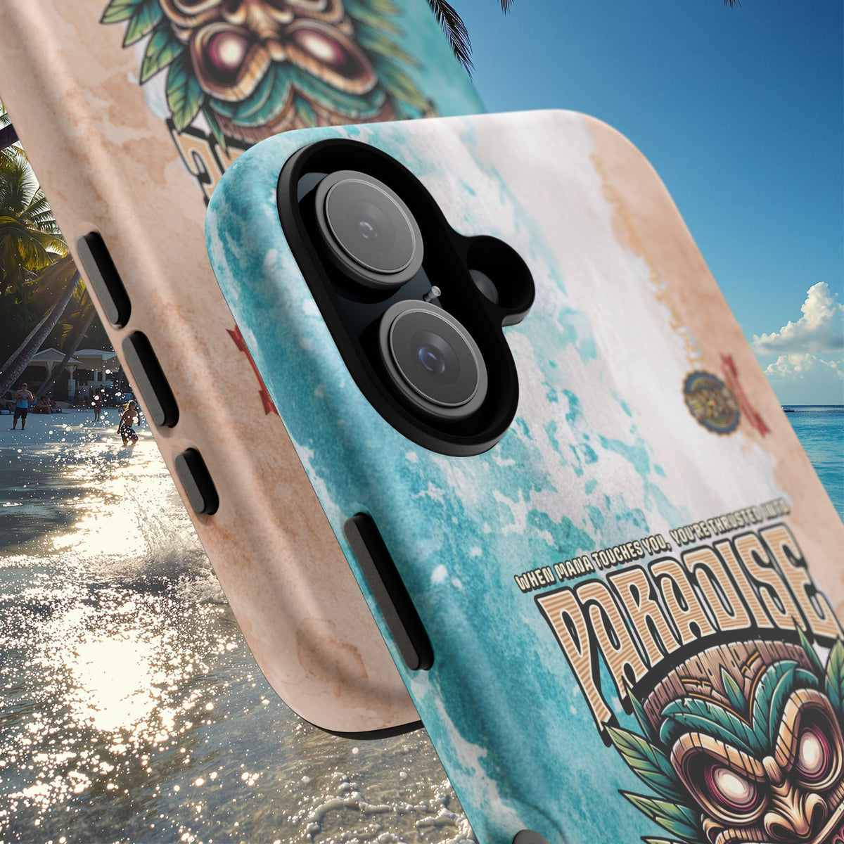 Tahaa – Coque Antichoc Premium « Tiki Féroce » | Design Tribal & Protection Maximale
