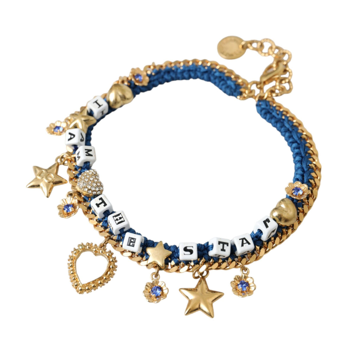 DOLCE & GABBANA : Bracelet Chaîne Dorée "I Am The Star" avec Charms et Cristaux