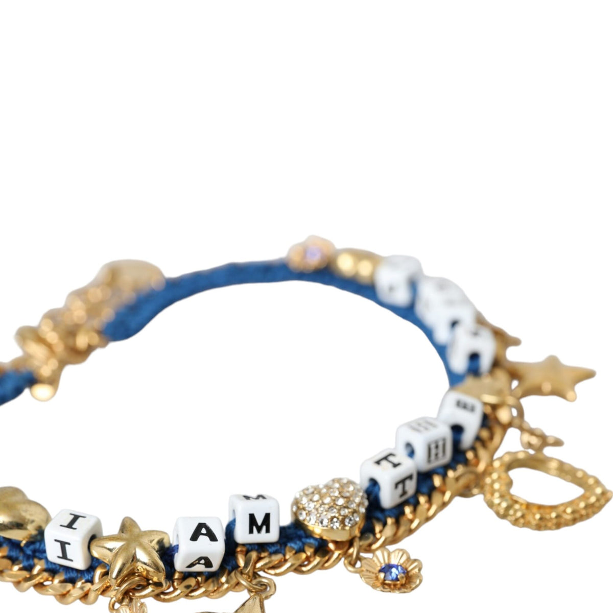 DOLCE & GABBANA : Bracelet Chaîne Dorée "I Am The Star" avec Charms et Cristaux