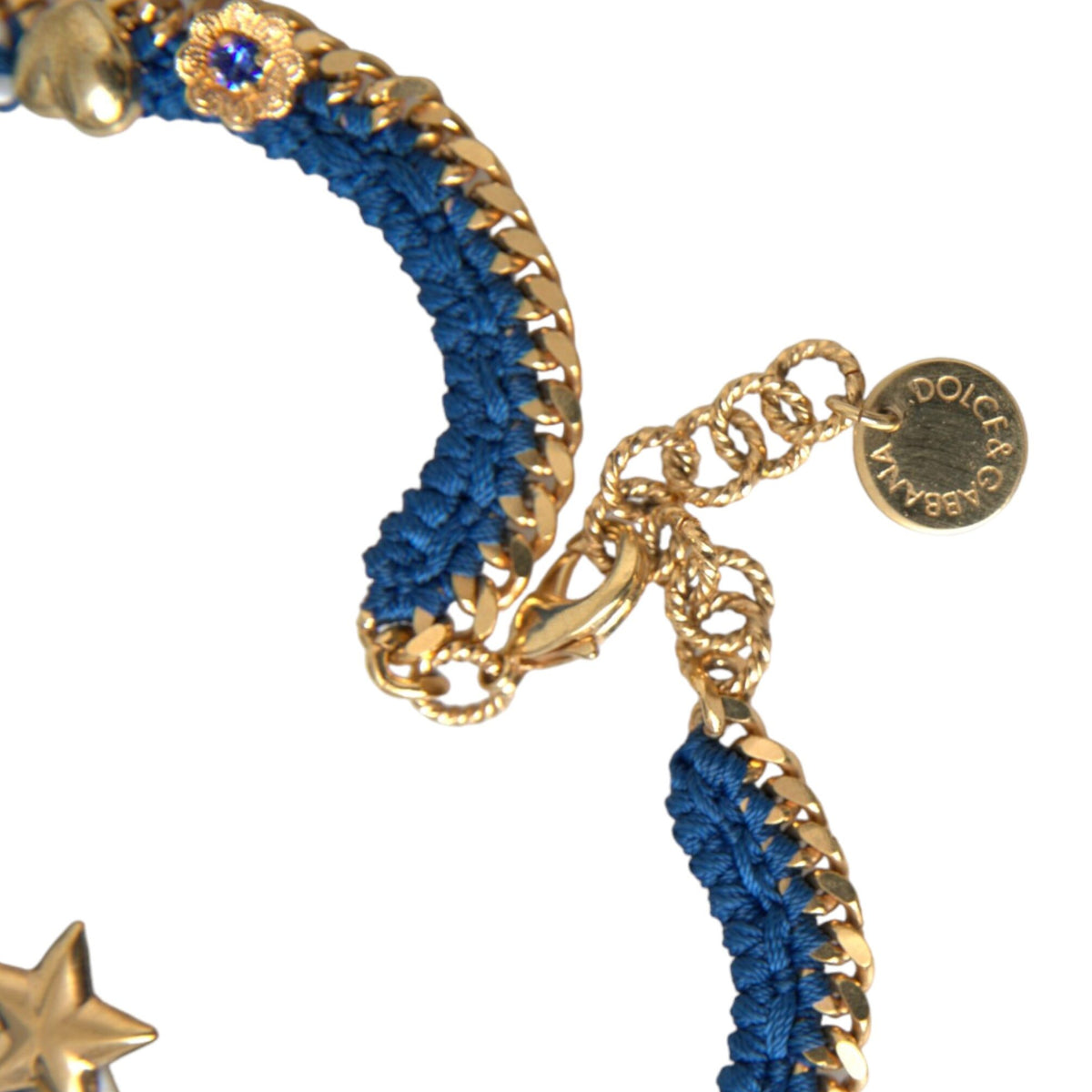 DOLCE & GABBANA : Bracelet Chaîne Dorée "I Am The Star" avec Charms et Cristaux