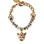 DOLCE &amp; GABBANA: "MY DOG" Gold Chain Bracelet with Heart Charms and Enameled Dog Face