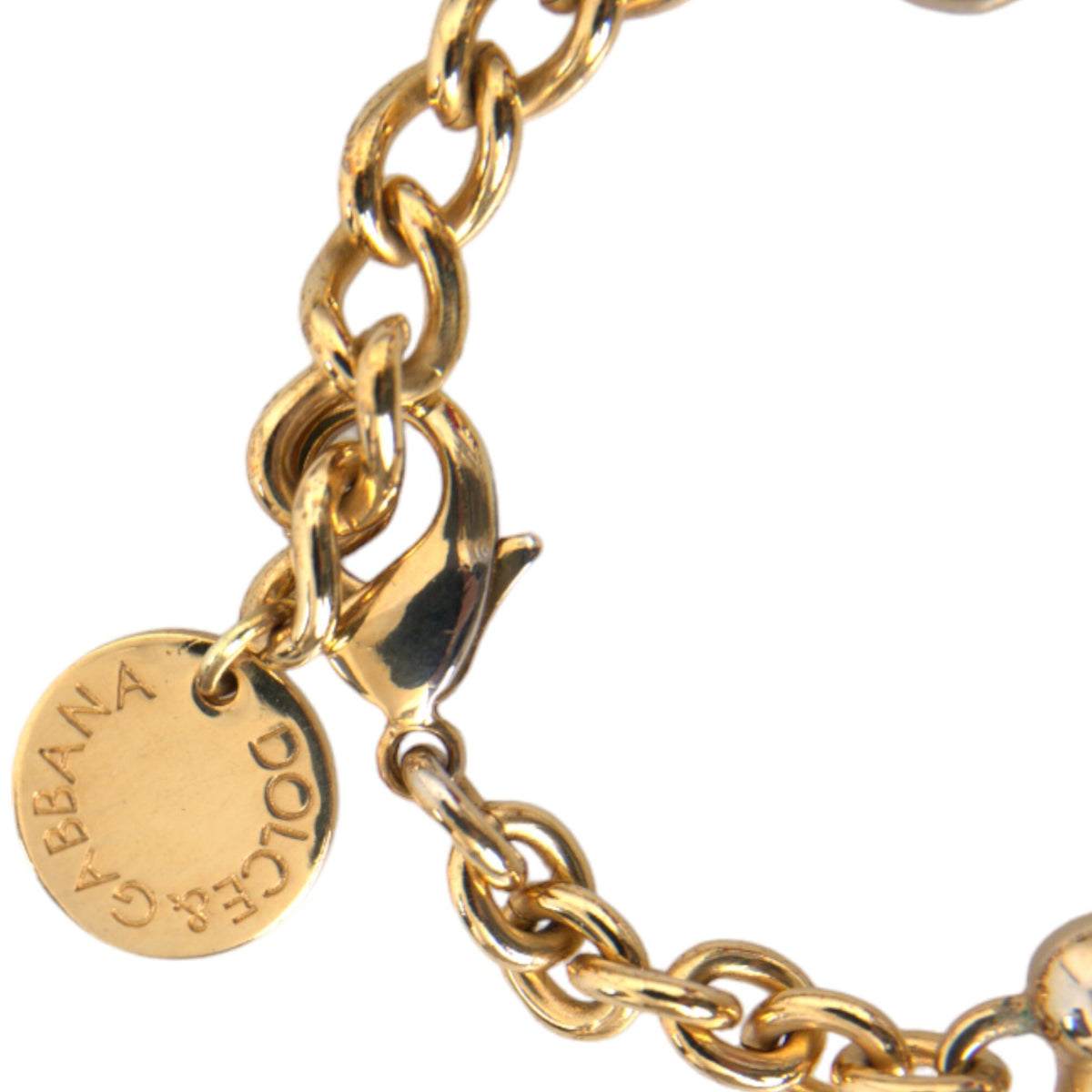 DOLCE & GABBANA : Bracelet Chaîne Dorée "MY DOG" avec Charms Cœurs et Visage de Chien Émaillé