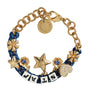DOLCE & GABBANA : Bracelet Chaîne Dorée, Étoile et Charms Cristaux Bleus - Élégance Féminine