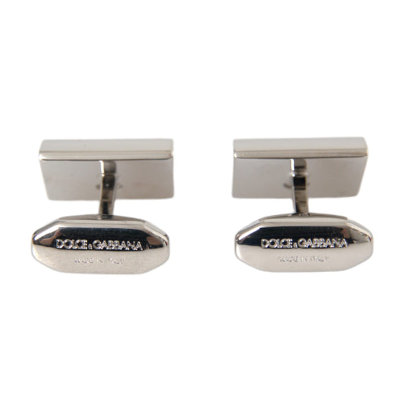 Boutons de Manchette Dolce & Gabbana "DG Rayé Plaqués Argent"