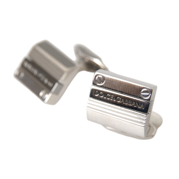 Boutons de Manchette Dolce & Gabbana "DG Rayé Plaqués Argent"