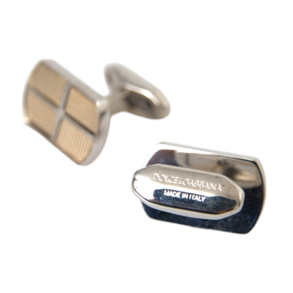 Boutons de Manchette Dolce & Gabbana "Gatsby Bicolore" en Laiton Plaqué Or et Argent