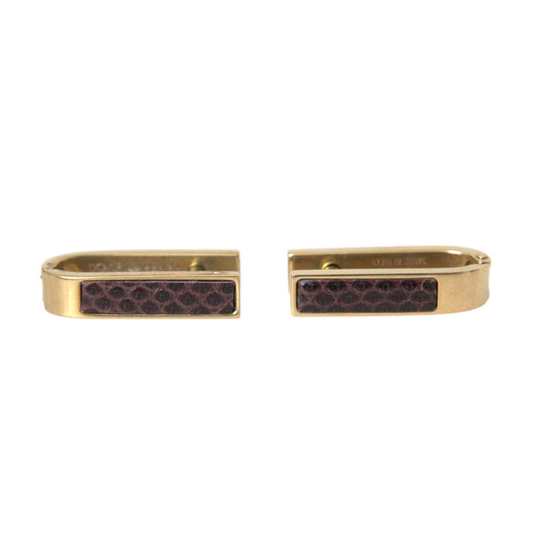 Boutons de Manchette Dolce & Gabbana "Barrette Dorée et Cuir Texturé"