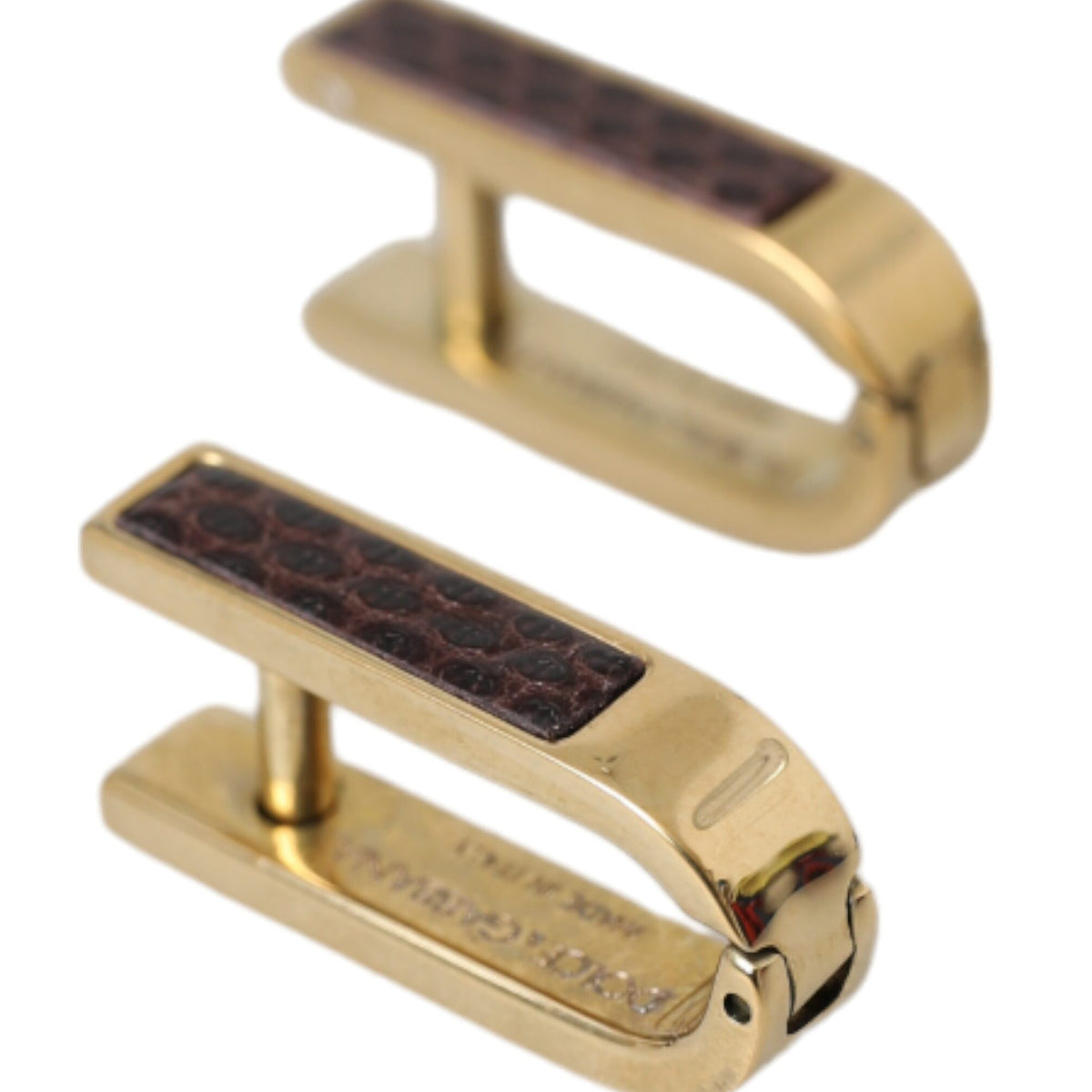 Boutons de Manchette Dolce & Gabbana "Barrette Dorée et Cuir Texturé"