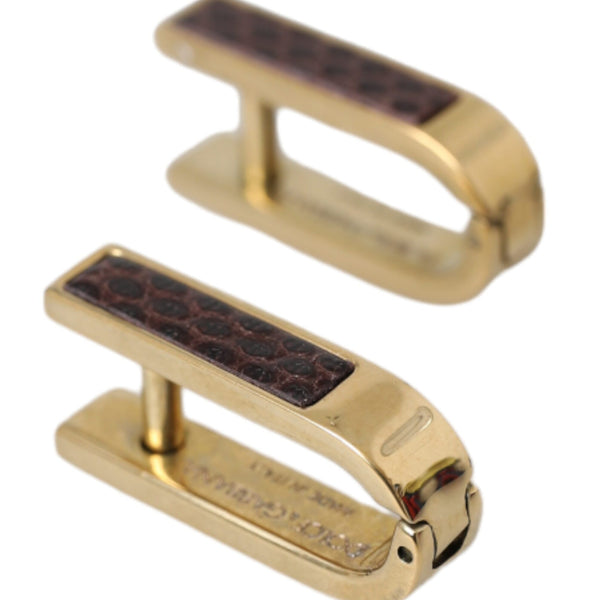 Boutons de Manchette Dolce & Gabbana "Barrette Dorée et Cuir Texturé"