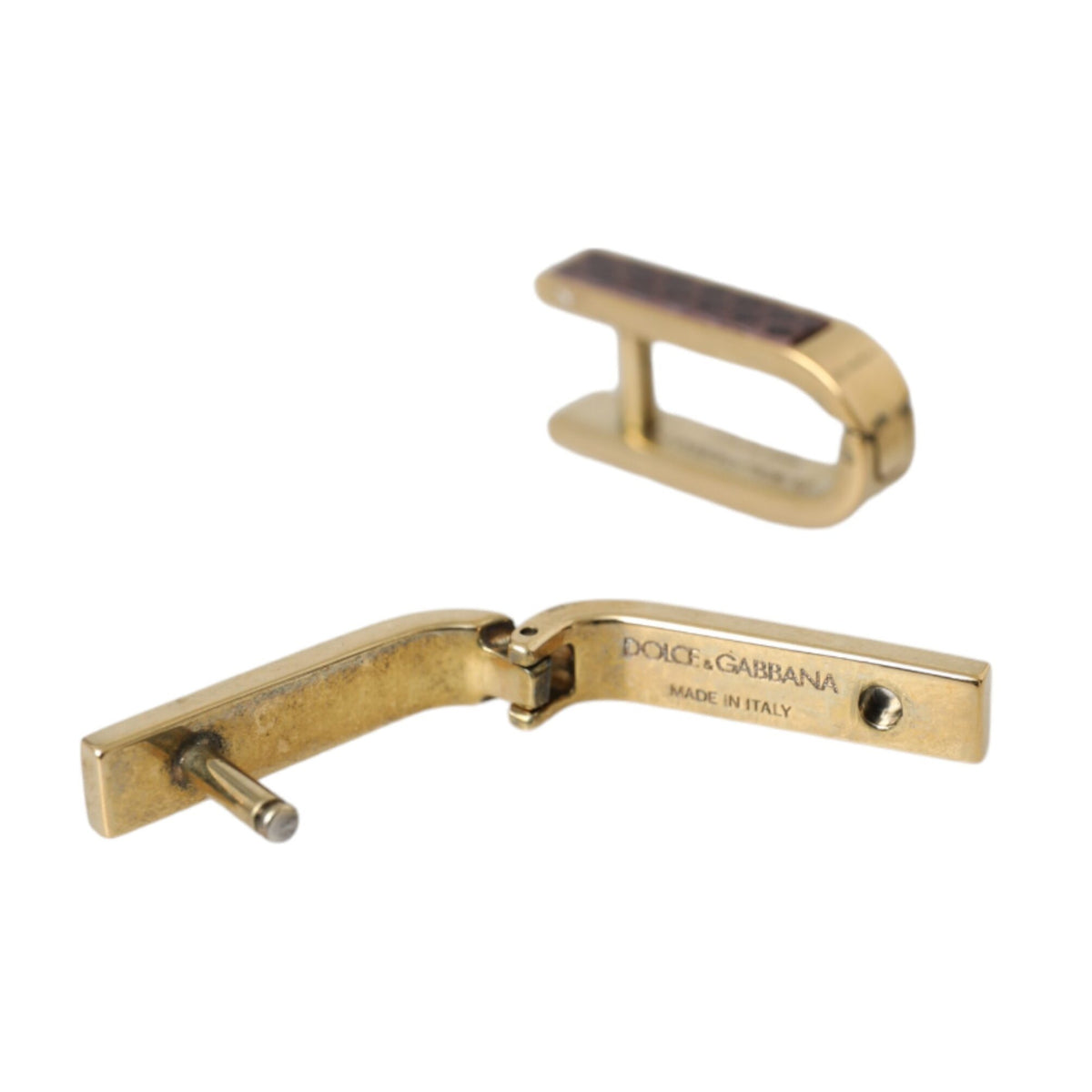 Boutons de Manchette Dolce & Gabbana "Barrette Dorée et Cuir Texturé"