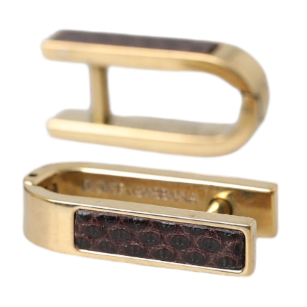 Boutons de Manchette Dolce & Gabbana "Barrette Dorée et Cuir Texturé"