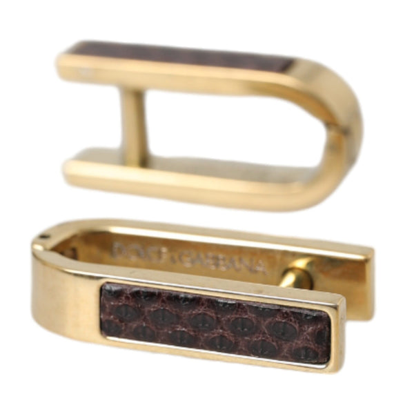 Boutons de Manchette Dolce & Gabbana "Barrette Dorée et Cuir Texturé"