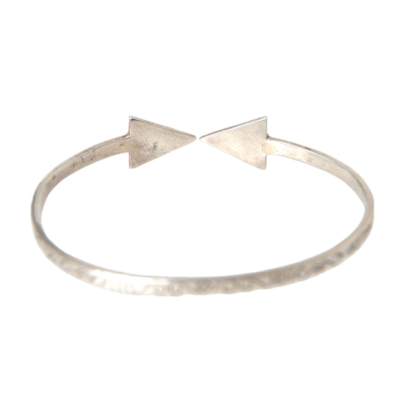 NIALAYA: "Crystal Arrow" Bangle Bracelet in 925 Sterling Silver - Spiritual Guide and Protection