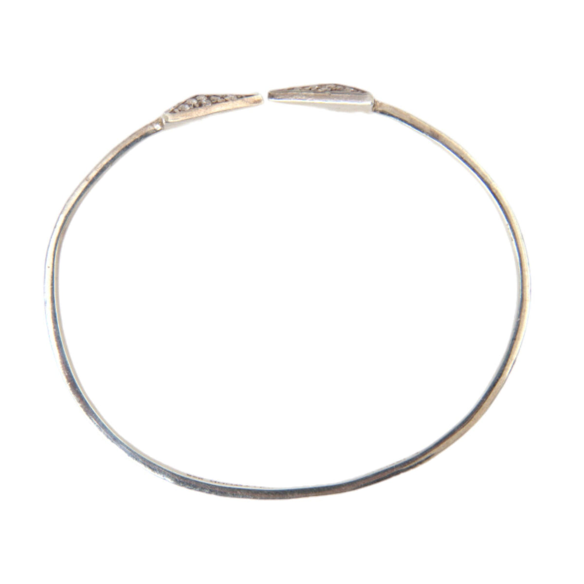 NIALAYA: "Crystal Arrow" Bangle Bracelet in 925 Sterling Silver - Spiritual Guide and Protection