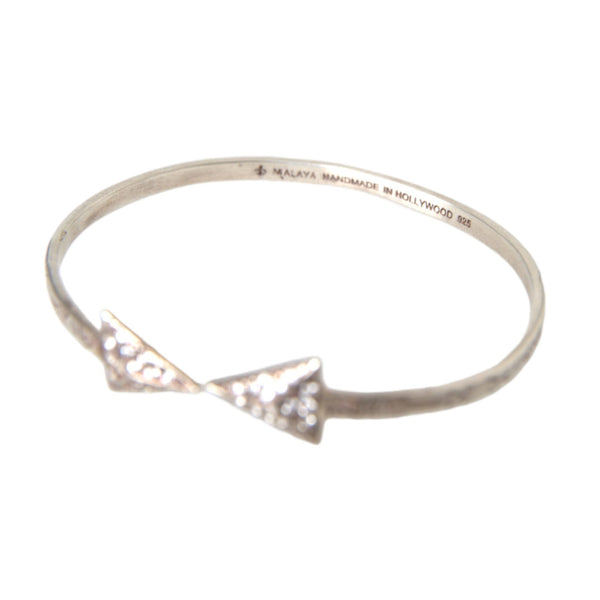 NIALAYA: "Crystal Arrow" Bangle Bracelet in 925 Sterling Silver - Spiritual Guide and Protection