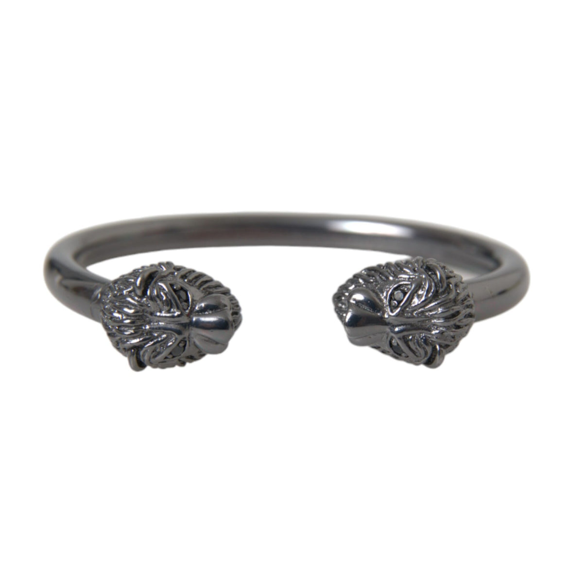 NIALAYA: Lion Bangle Bracelet in Black Rhodium - Dark Majesty and Power