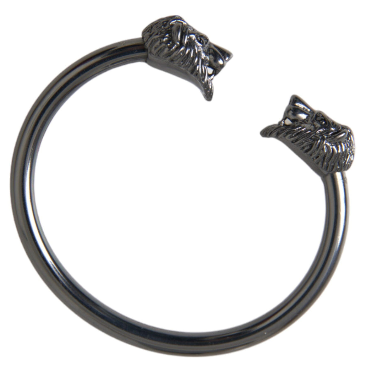 NIALAYA: Lion Bangle Bracelet in Black Rhodium - Dark Majesty and Power