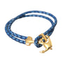 Nialaya Bracelet "Gold Marine Anchor &amp; Blue Braided Leather"