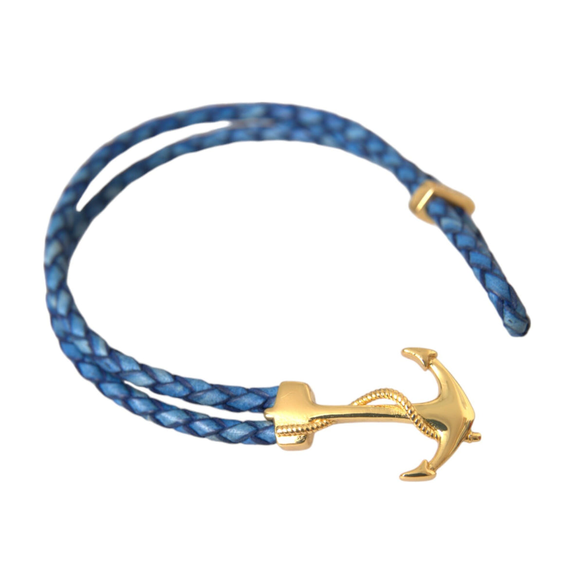 Nialaya Bracelet "Gold Marine Anchor &amp; Blue Braided Leather"