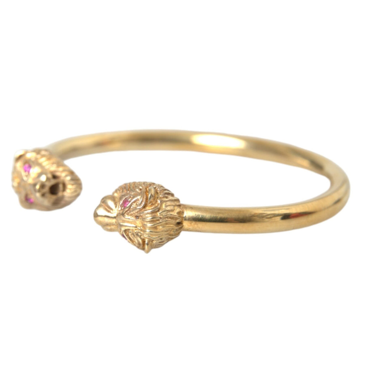 NIALAYA: Lion Bangle Bracelet in Gold and Cubic Zirconia - Royal Strength and Elegance